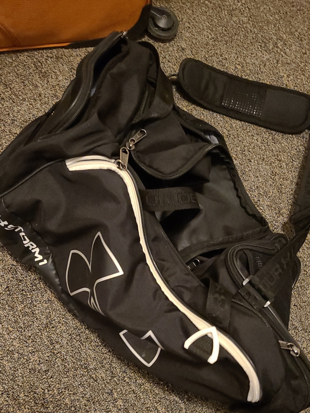 Black Men's Sports Backpack with White Trim